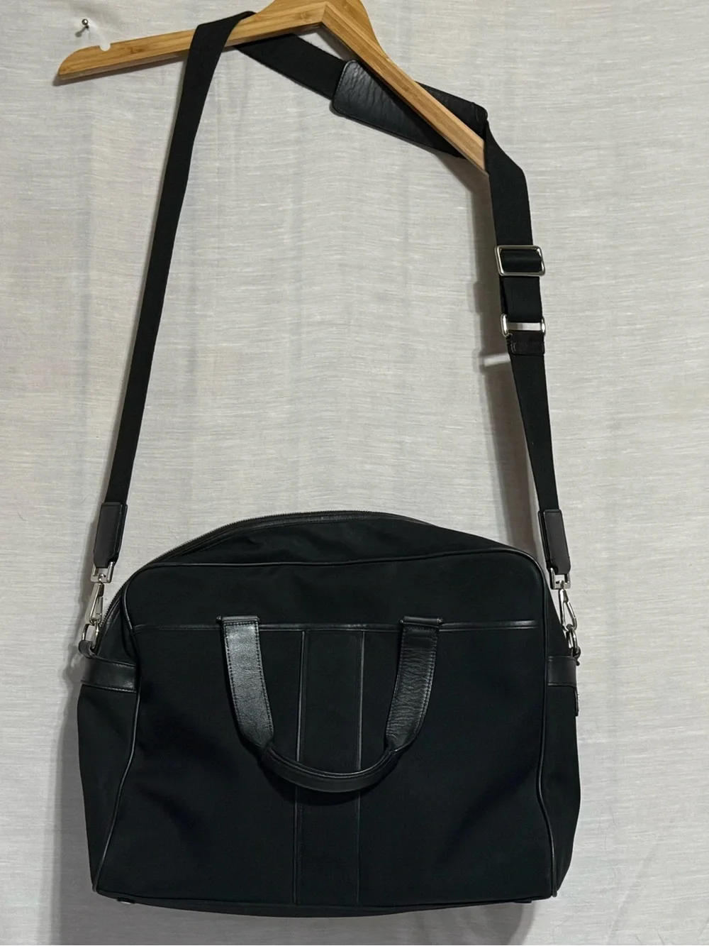 Coach F70048 Black Canvas Leather Laptop Briefcase Messenger Bag